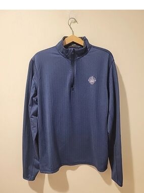 Greyson Sweater 1/4 Zip Mens M Blue Herringbone Trump International Golf Club